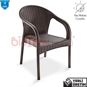Ferien Dış Mekan Kahverengi Plastik Kollu Rattan Sandalye FKOLPLSRAT001KHV Ferien Dış Mekan Kahverengi Plastik Kollu Rattan Sandalye FKOLPLSRAT001KHV