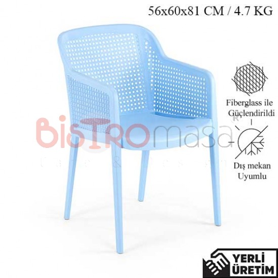 Extrem Açık Mavi Kollu Plastik Sandalye EKPLS007AMAV