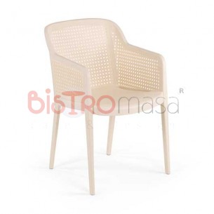 Extrem Ahşap Kollu Plastik Sandalye EKPLS003KRM Extrem Ahşap Kollu Plastik Sandalye EKPLS003KRM