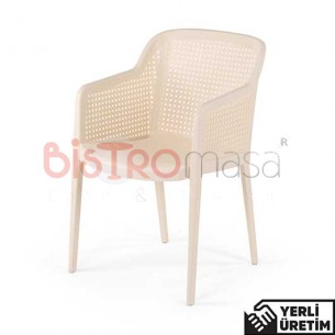 Extrem Ahşap Kollu Plastik Sandalye EKPLS003KRM Extrem Ahşap Kollu Plastik Sandalye EKPLS003KRM