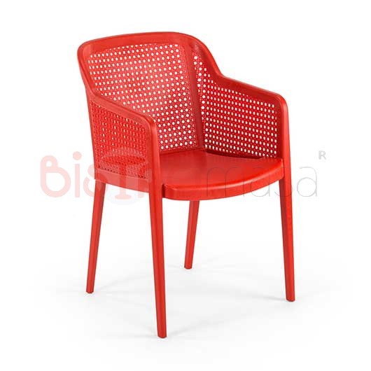 Extrem Kırmızı Kollu Plastik Sandalye EKPLS004KMZ