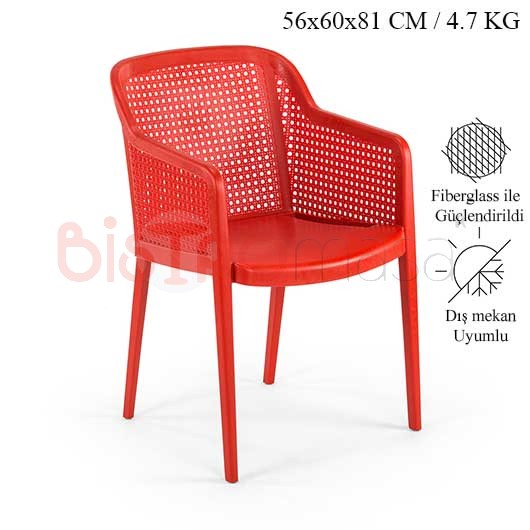 Extrem Kırmızı Kollu Plastik Sandalye EKPLS004KMZ