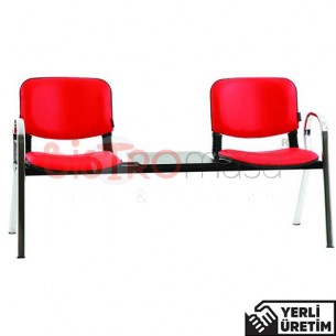 Lorin Krom Ayak Kollu Deri Kırmızı Bekleme Koltuğu İkili Sehpalı LKRMBKLK7005KMZ Lorin Krom Ayak Kollu Deri Kırmızı Bekleme Koltuğu İkili Sehpalı LKRMBKLK7005KMZ