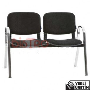 Lorin Krom Ayak Kollu Deri Siyah Bekleme Koltuğu İkili LKRMBKLK7003SYH Lorin Krom Ayak Kollu Deri Siyah Bekleme Koltuğu İkili LKRMBKLK7003SYH