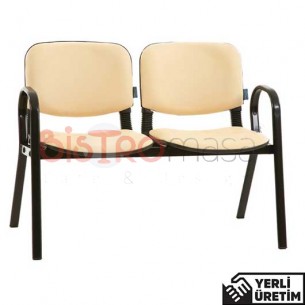 Lorin Siyah Boyalı Ayak Kollu Deri Krem Bekleme Koltuğu İkili LSBYLBKLK7002KRM Lorin Siyah Boyalı Ayak Kollu Deri Krem Bekleme Koltuğu İkili LSBYLBKLK7002KRM