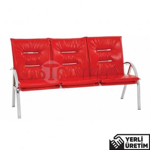 Warte Krom Ayak Kollu Kırmızı Bekleme Koltuğu Üçlü WKRMBKLK5003KMZ Warte Krom Ayak Kollu Kırmızı Bekleme Koltuğu Üçlü WKRMBKLK5003KMZ