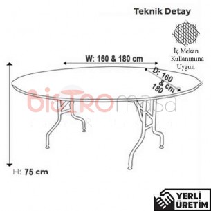 Winston 10 Kişilik Yuvarlak Beyaz Banket Düğün Masası W10BNKM001BYZ Winston 10 Kişilik Yuvarlak Beyaz Banket Düğün Masası W10BNKM001BYZ