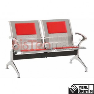 Zeit Krom Ayak Kollu Kırmızı Bekleme Koltuğu İkili ZKRMBKLK4002KMZ Zeit Krom Ayak Kollu Kırmızı Bekleme Koltuğu İkili ZKRMBKLK4002KMZ