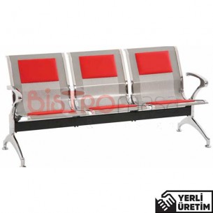 Zeit Krom Ayak Kollu Kırmızı Bekleme Koltuğu Üçlü ZKRMBKLK4003KMZ Zeit Krom Ayak Kollu Kırmızı Bekleme Koltuğu Üçlü ZKRMBKLK4003KMZ