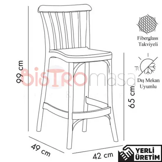 London Siyah Kolsuz Plastik Bar Sandalyesi LKPBAS002SYH