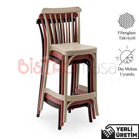 London Siyah Kolsuz Plastik Bar Sandalyesi LKPBAS002SYH