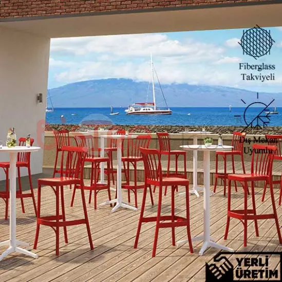 London Siyah Kolsuz Plastik Bar Sandalyesi LKPBAS002SYH