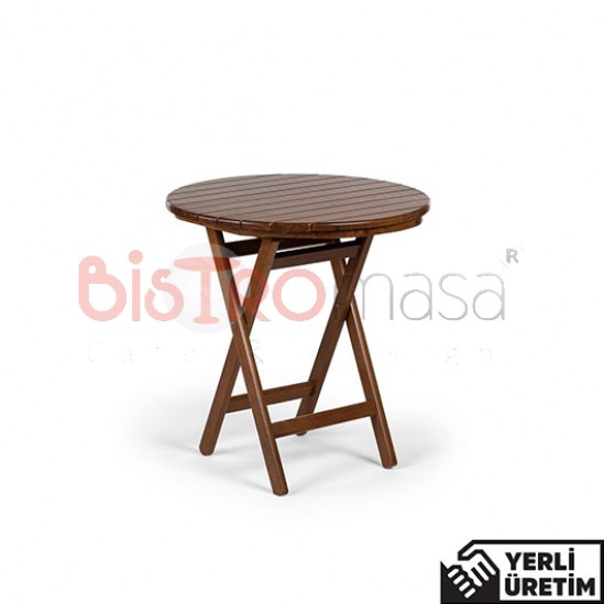 Pub Katlanır Ahşap Bahçe Cafe  Masası 70 cm Çap PKACMS9002AHSP