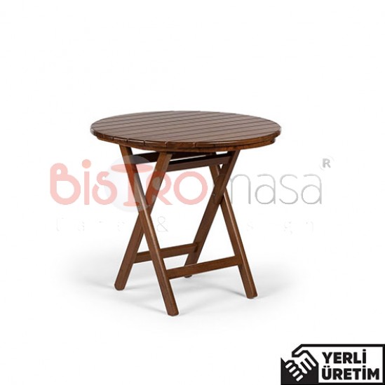 Pub Katlanır Bahçe Ahşap Cafe  Masası 90 cm Çap PKACMS9003AHSP