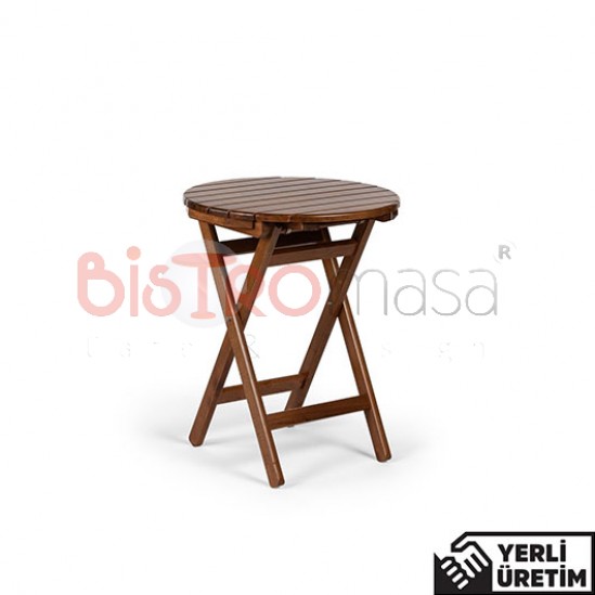 Pub Katlanır Cafe  Ahşap Bahçe Masası 60 cm Çap PKACMS9001AHSP