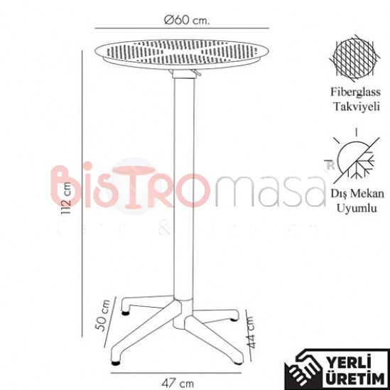 Tank London Dış Mekan Krem Bistro Masa Sandalye Seti 3 Parça TLDBMS003KRM