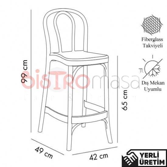 Tokyo Bej Kolsuz Plastik Bar Sandalyesi TKPBAS006BEJ