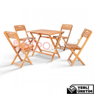 GardenFlex Katlanabilir Ahşap Cafe Masa Takımı 4 Kişilik GKACMT801 GardenFlex Katlanabilir Ahşap Cafe Masa Takımı 4 Kişilik GKACMT801