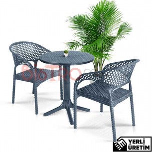 Stylish Dış Mekan Antrasit 2 Kişilik Cafe Masa Sandalye Takımı SDISCMT701ANT Stylish Dış Mekan Antrasit 2 Kişilik Cafe Masa Sandalye Takımı SDISCMT701ANT